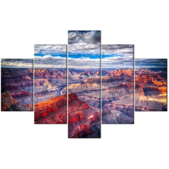 TISHIRON 5PCS Framed Landscape Theme Canvas Wall Art Set,60"x32" Grand Canyon Landscape Wall Canvas Art Decor