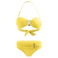 thumbnail image 5 of Women's Sexy Bikini Set Halter Neck Backless Solid Color Two Piece Swimsuit Beachwear for Vacation Summer Party,Yellow,S, 5 of 5