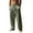 Army Green -AG09, variant on Men Linen Pants Beach Casual Cotton Summer Lightweight Elastic Waist Drawstring with Deep Pockets Khaki 3XL