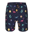 thumbnail image 4 of Wukai Space Dinosaur Print Beach Trunks with Compression Liner Swimsuit Quick Dry Beach Sports Shorts with Pocket-Large, 4 of 8