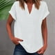 thumbnail image 2 of Camiseta sin mangas de verano para mujer, corte holgado, cuello en V plisado, sin mangas, bajo curvo, fluida, 2 of 5
