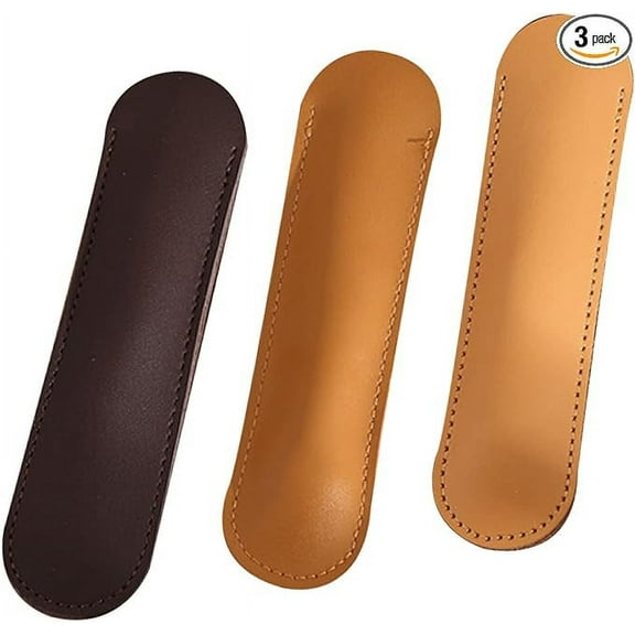 Set of 3 Leather Fountain Pen Sleeve Case Holder Pencil Pouch for Single Pen Office Accessories