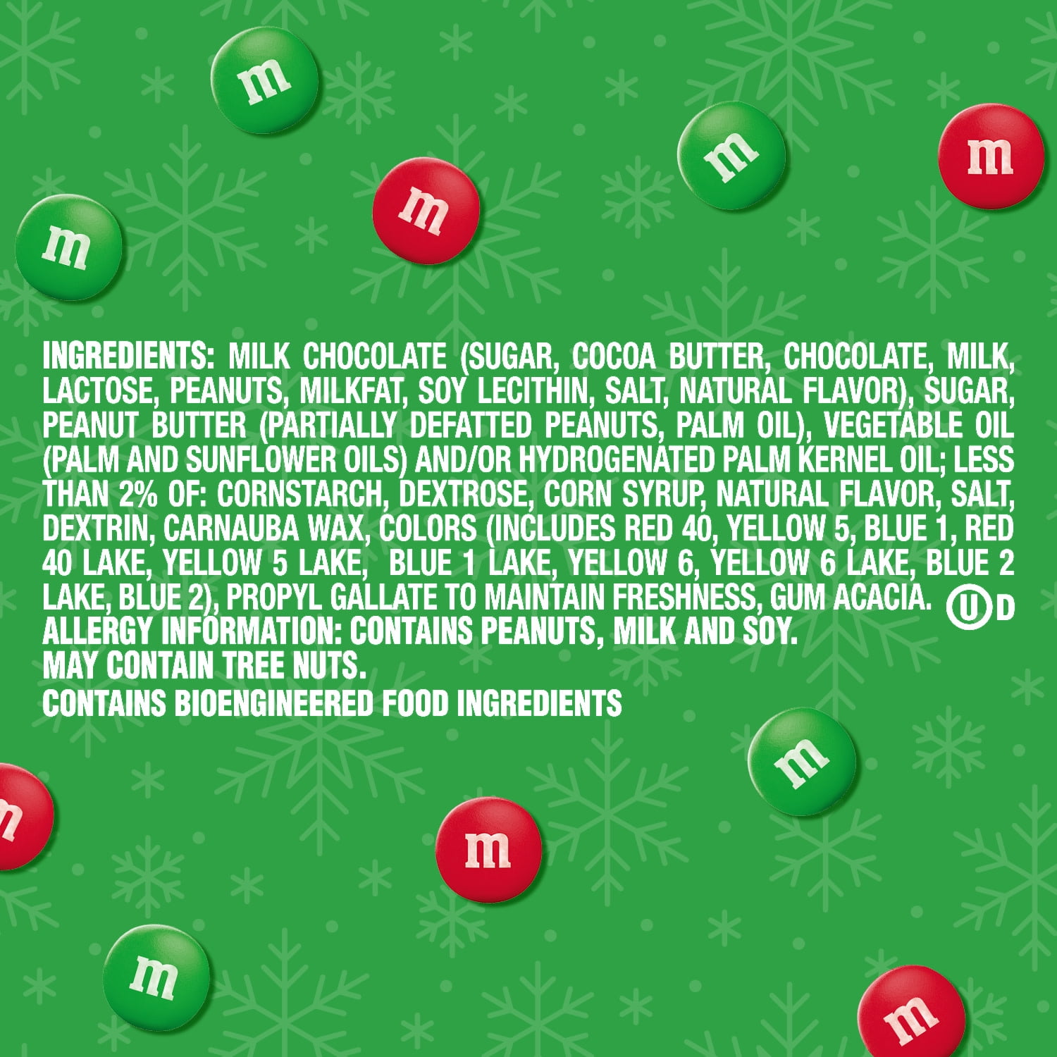 M&M's Minis Peanut Butter Milk Chocolate Red & Green Christmas Candy - 1.74 oz Mega Tube