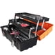 thumbnail image 4 of Caja de herramientas de plástico de 17 pulgadas: organizador de caja de herramientas portátil de almacenamiento multifunción de 3 niveles, negro/naranja, 4 of 7
