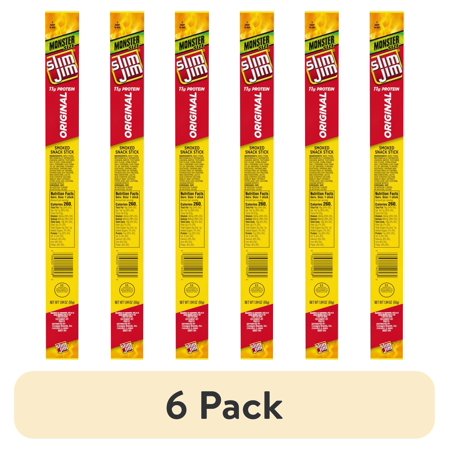 (6 pack) Slim Jim Monster Size Original Meat Stick, 11g Protein Per Serving, 1.94 oz.