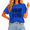 1-blue, variant on Women's Black Distressed Worn Tall Serif Block Worship Faith Inspirational Text Graphic Short Sleeve T-Shirt Relaxed Fit