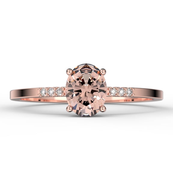 Beautiful Unique Art Deco 1.50 Carat Oval Cut Morganite And Diamond Moissanite Engagement Ring, Classic Wedding Ring in 10k Solid Rose Gold, Gift For Her, Girlfriend, Promise Ring, Anniversary Ring