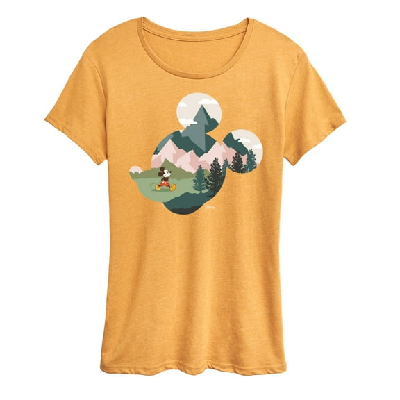 Disney Standard - Mickey Head Nature Fill - Women's Short Sleeve Graphic T-Shirt