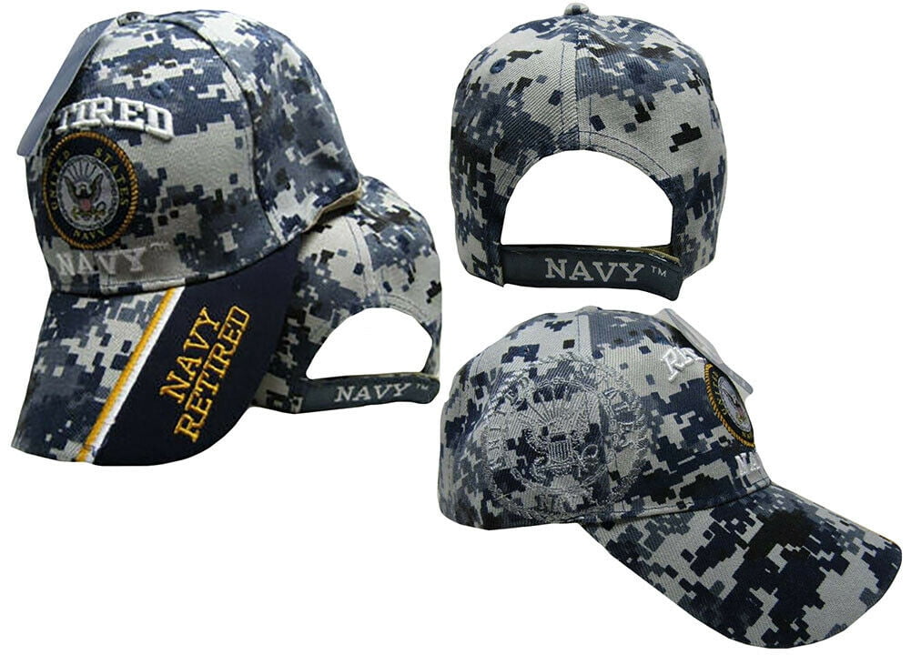 NEW! US NAVY USN RETIRED ROUND SHADOW BALL CAP HAT ACU NAVY CAMO