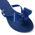 thumbnail image 3 of Women Jelly flip Flop Bow Sandals-Beach Flat Rivets Rain Ankle Strap Thong Blue, 3 of 5
