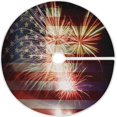 thumbnail image 1 of FMSHPON American Flag Tree Skirt Independence Day Xmas Christmas Tree Skirt Stand Mat for Holiday Party Decoration Indoor Outdoor 48 inches, 1 of 6