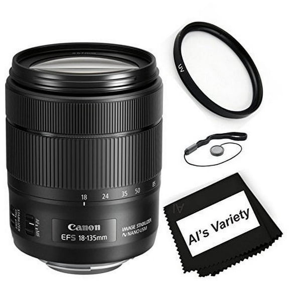 Canon EF-S 18-135mm f/3.5-5.6 IS USM Zoom DSLR Lens BundleWhite Box Kit With   High Definition UV Filter   Al's Variety Premium Cleaning Cloth (International Version)
