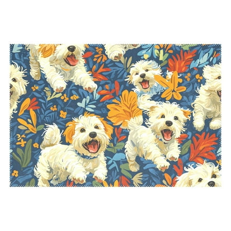 

Ryvnso 1 Piece Placemats Cute Dog in Floral Dining Mats Heat-Resistant Non-Slip Washable Table Mat