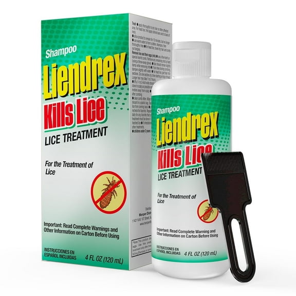 Liendrex Lice Treatment Shampoo, Kills Lice & Eggs, Includes Fine-Toothed Comb, 4 fl oz, 1 Pack