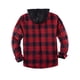 thumbnail image 2 of ZENTHAcE Chaqueta tipo camisa a cuadros con capucha y cremallera completa con forro Sherpa para hombre Rojo gris M, 2 of 5