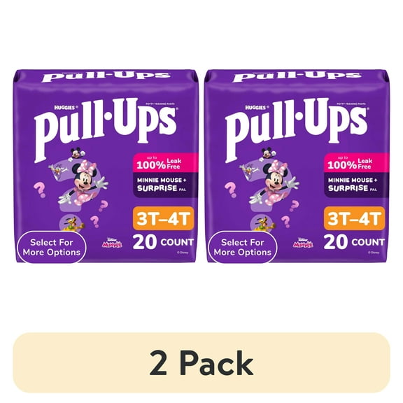(2 pack) Pull-Ups Girls' Potty Training Pants, 3T-4T (32-40 lbs), 20 Count (Select for More)
