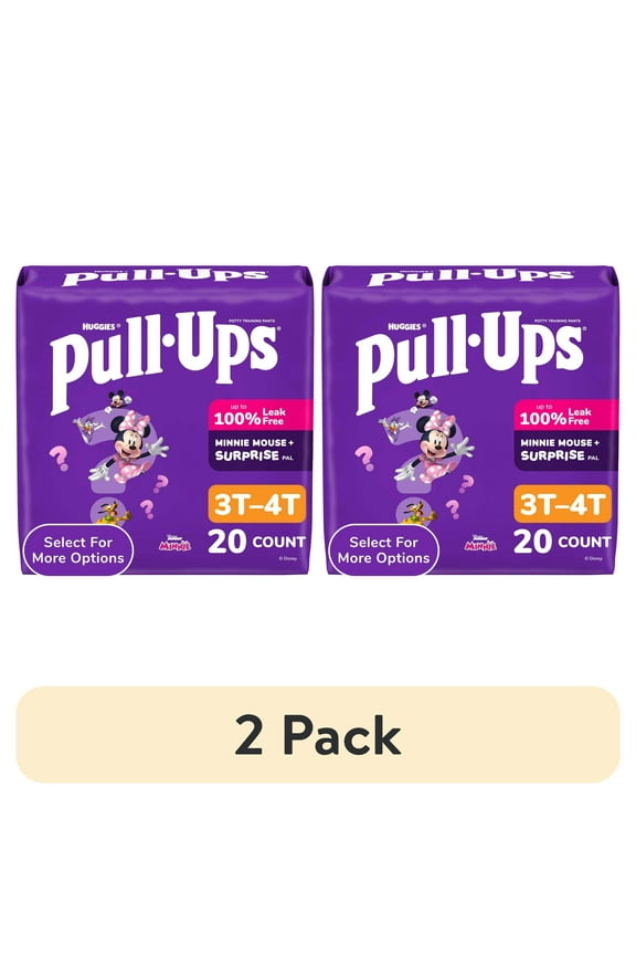(2 pack) Pull-Ups Girls' Potty Training Pants, 3T-4T (32-40 lbs), 20 Count (Select for More)