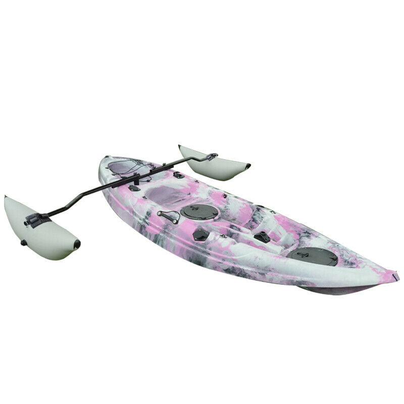 2pcs Kayak Outrigger Inflatable PVC Kayak Canoe Boat Stabilizer Lightweight Pontoon Fishing Float Tube Fishing Boat Stabilizer System White with Rod 