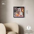 thumbnail image 4 of A Cat and Her Latte Shadowbox Print Pets Pink Wall Art by Art Remedy, Black Frame, 16 x 16, 4 of 5