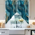 thumbnail image 4 of Abstract Marble Texture Swag Valances for Windows 2 Pack Gradient Gold Deep Blue Art Swag Kitchen Curtains 36 Inches Long Rod Pocket Short Window Treatment for Kitchen Bathroom 28"x36", 4 of 8