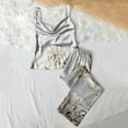 thumbnail image 2 of Gpaecead Women's Silk Pajama Sets Lace Camisole Shorts Set Satin Camisole Set Lounge Set Sleepwear S Gray, 2 of 5