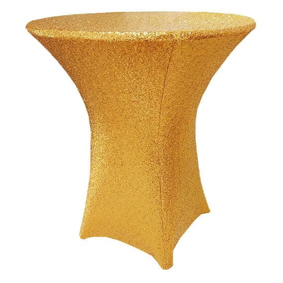 Wedding Linens Inc. 30" x 42" Cocktail Highboy Sequin Spandex Stretch Elastic Lycra Table Cover Tablecloth for Party Wedding Events Décor use - Gold