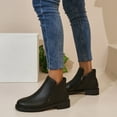 thumbnail image 3 of Ankle Boots for Women Lug Sole Chunky Heel Vintage Leather Zipper Short Fall Booties Casual Round Toe Slip on Loafers, 3 of 7
