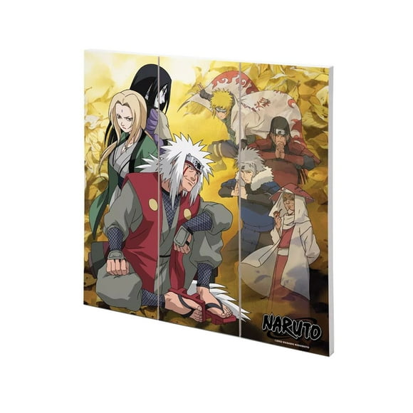 Naruto Plaque en Bois Feuilles Tombées et Camarades Tombés