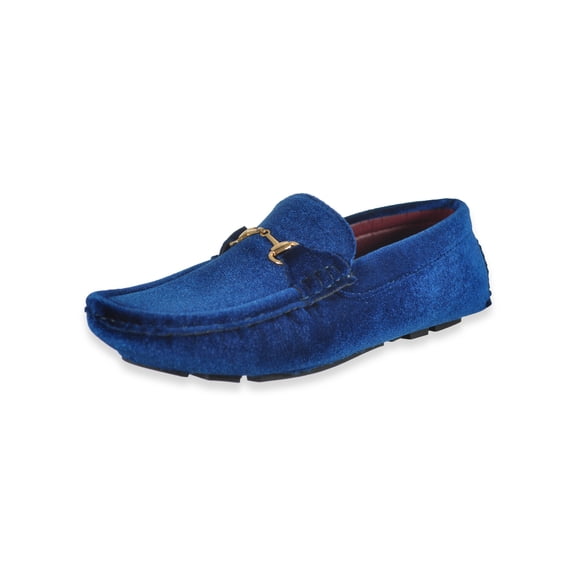 Jodano Boys' Velvet Driving Moccasins Shoes Color: navy Size: 1 youth