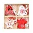 thumbnail image 2 of Christmas Tree Decorations 12 Pcs Christmas Bell Deer Star Angel Hanging Wooden Ornaments with Rope for Xmas Tree Holiday Gift (D), 2 of 4