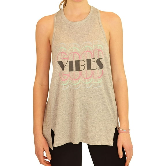 P.J. Salvage Womens Good Vibes Pajama Sleep Tank Top, Grey, Medium