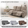 thumbnail image 3 of Velvet Stretch Recliner Sofa Slipcovers, 8 Pieces Stretch Furniture Protector, Elastic Strap Shield(Sofa 3-seater,Light Grey), 3 of 6