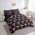 thumbnail image 3 of Feelyou Black Pink Ribbon Bedding Comforter Set 7pcs for Teens, Fashion Stripes Bow King Bedding Sets, Kawaii Bowknot Theme Reversible Bed Sheets, Luxury Bedroom Decor, 3 of 7
