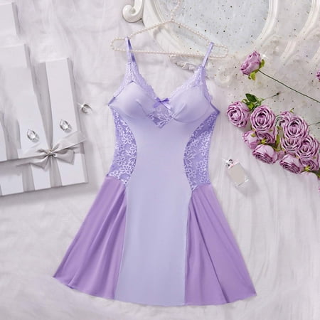 Ladies Nightgowns Babydoll Dress For Women Sexy Purple Dress Lace Nightgowns For Women Bridal Nightdress