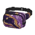 thumbnail image 2 of Zufioo Purple Gold Marble Swirls Print Square Double Layer Waist Bag, Durable & Stylish Fanny Pack with Zippered Pockets and Adjustable Strap for Outdoor & Daily, 2 of 7