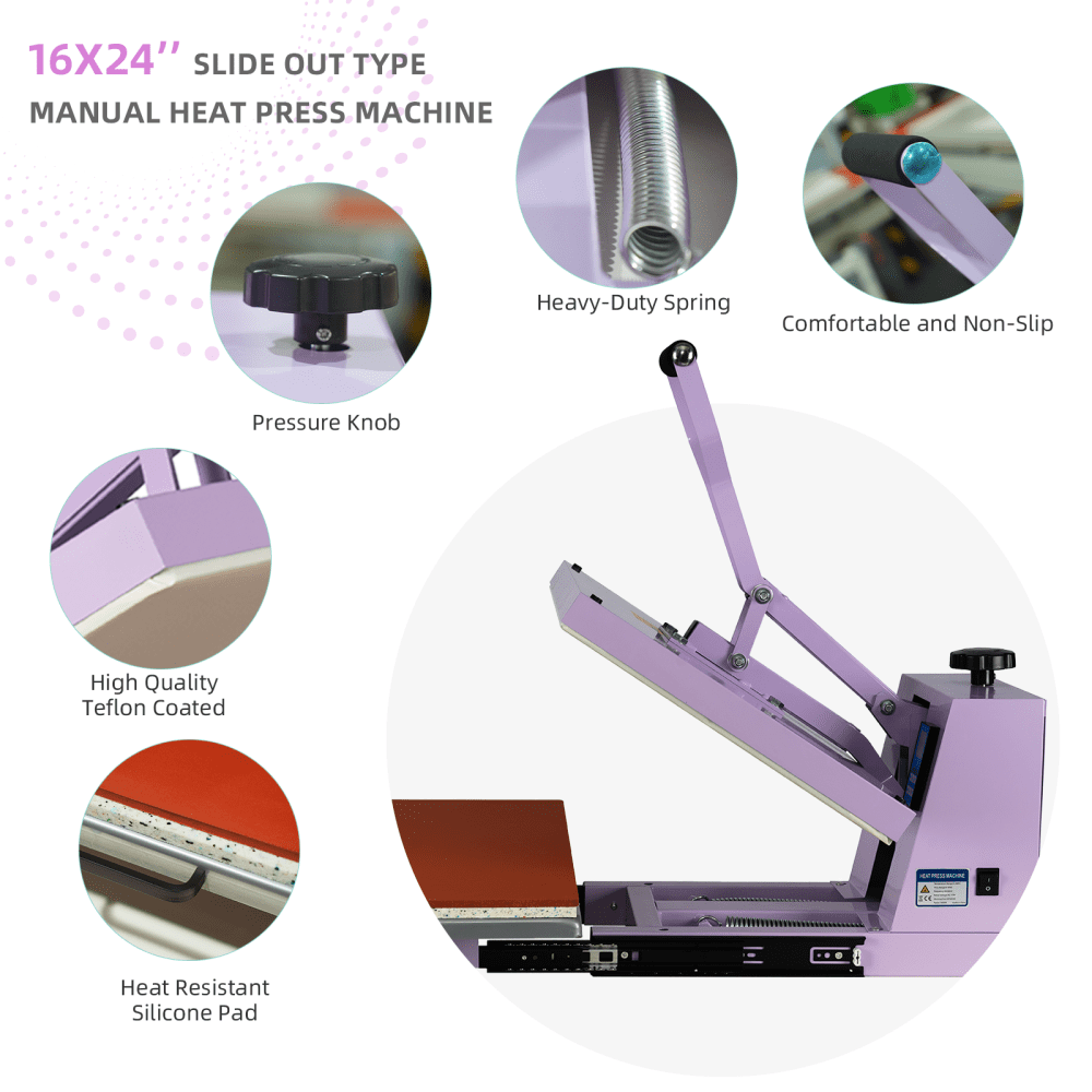 16x24 Manual Heat Press Machine With Slide-out base