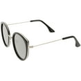 thumbnail image 3 of Modern Cat Eye Sunglasses Metal Trim Round Colored Mirror Flat Lens 53mm (Black Silver / Silver Mirror), 3 of 4