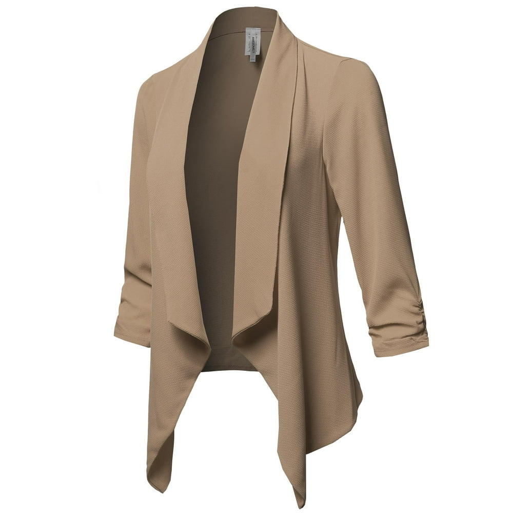 FashionOutfit FashionOutfit Women's Solid Lightweight 3/4 Ruched