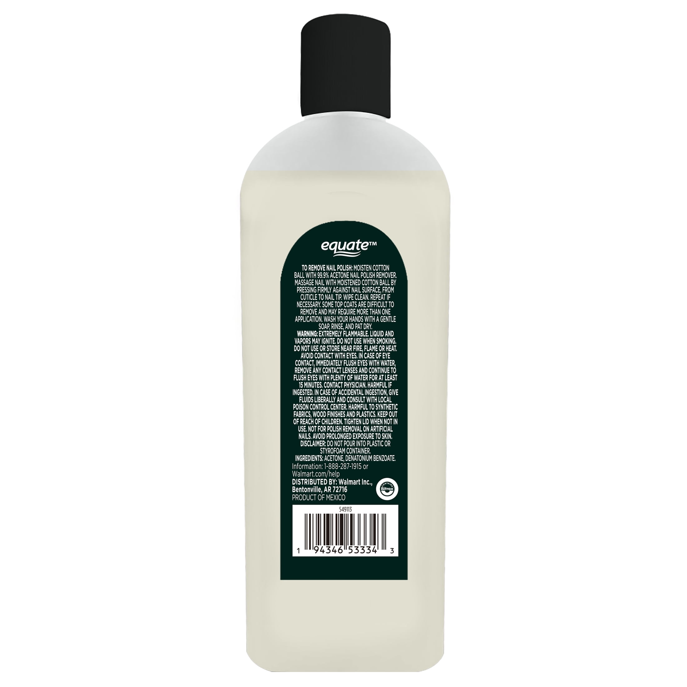 Equate Maximum 100% Acetone Nail Polish Remover, 16 fl oz