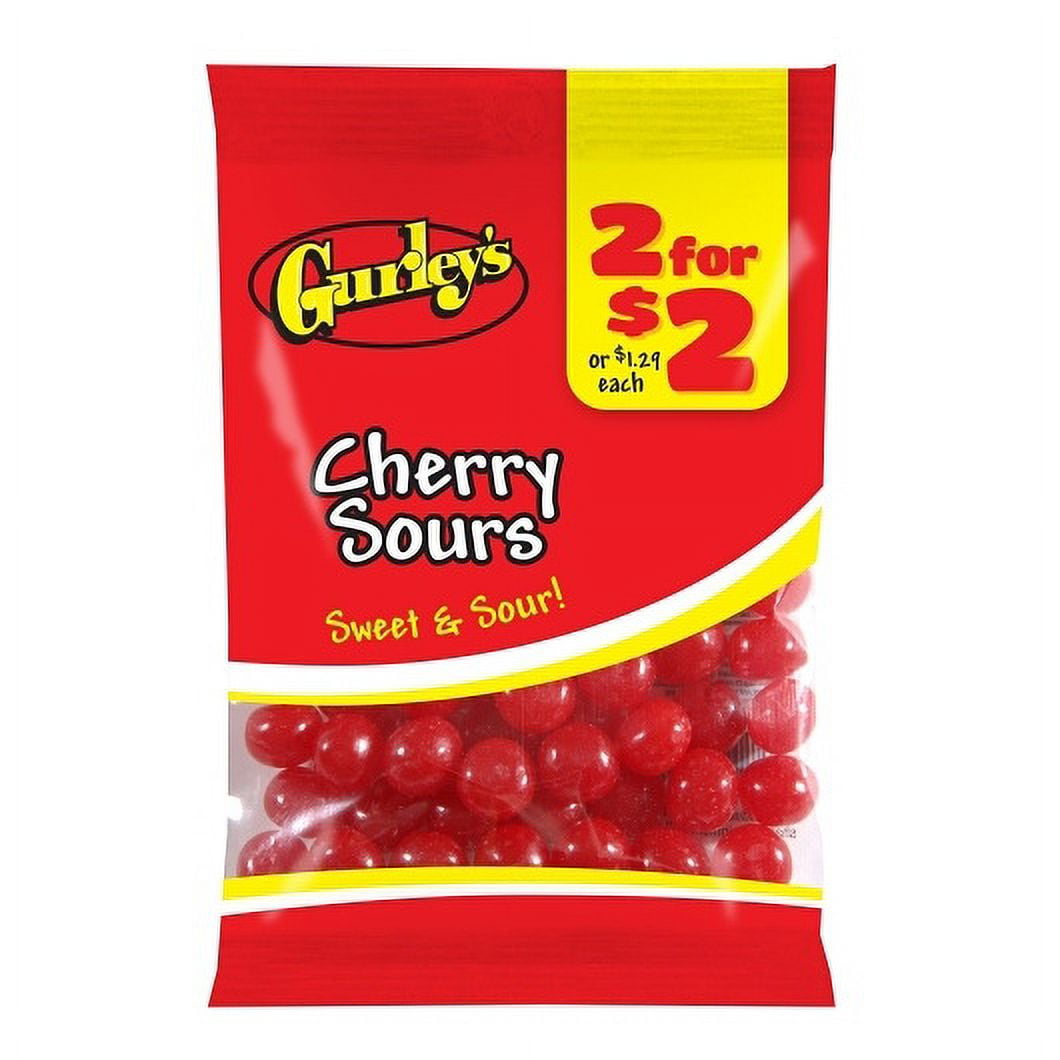Gurley's Tangy Cherry Sours, Sour Chewy Candy, Bursting with Flavor (Pack of 12)