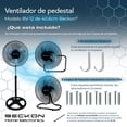 thumbnail image 4 of Ventilador de pedestal pared piso turbo fan 3 en 1 silencioso con oscilación estructura de metal reforzado bv-12 Beckon Beckon oscila metal reforzado 41cm, 4 of 8