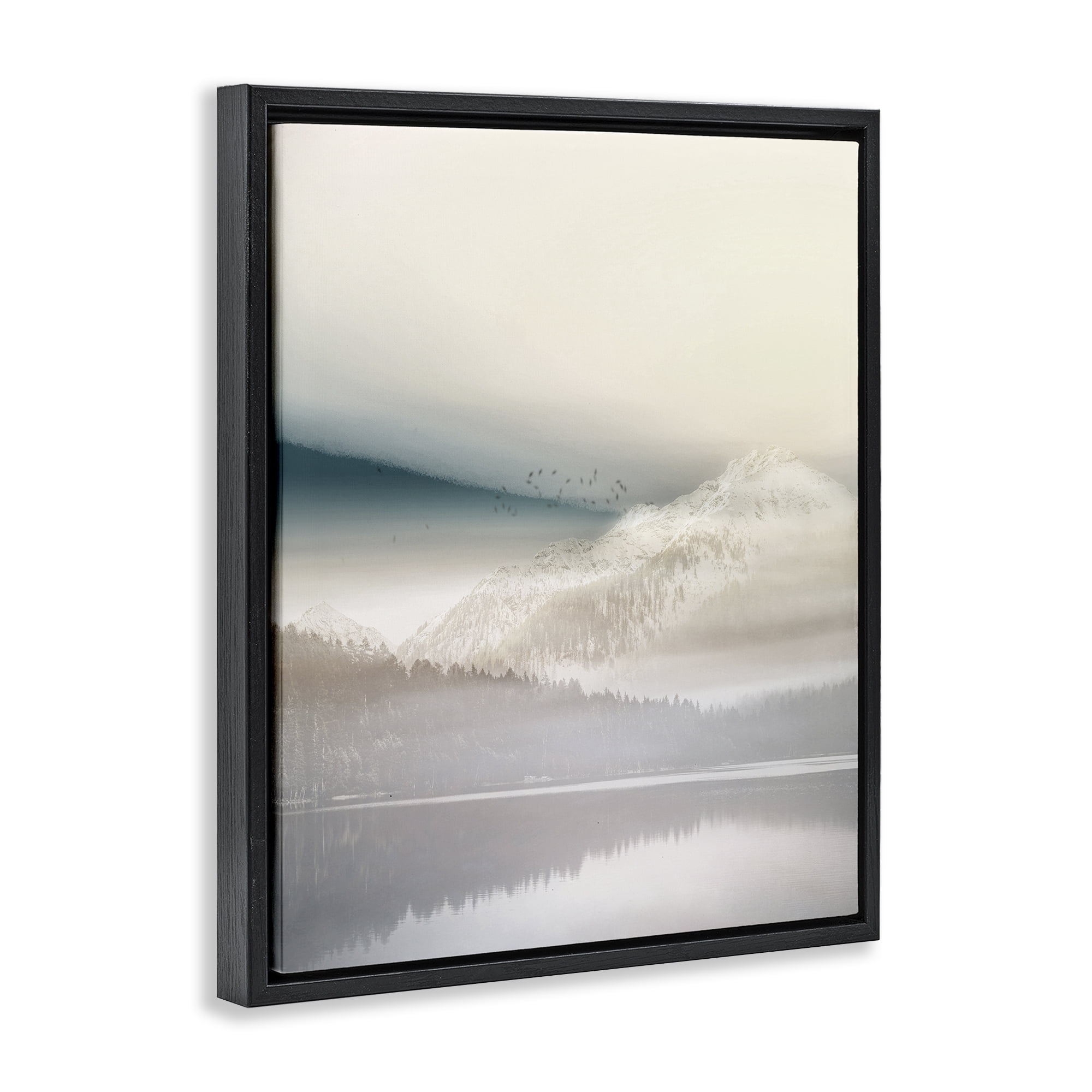 Stupell Industries Mountainous Vanilla Landscape Black Framed Floater Canvas Wall Art, design by Gemma Bardot