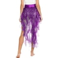 thumbnail image 2 of XIAOCHA Women's Sequin Mesh Wrap Skirt Satin Bow High Waist Skirt Festival Rave Party Skirts Purple One Size, 2 of 6