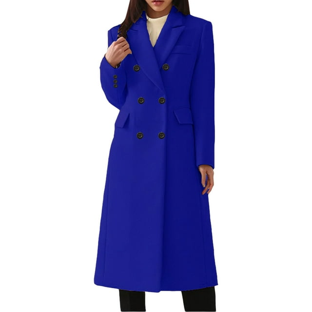 IMENGL Double breasted long winter work coat, Blue 2XL, Size M-5XL