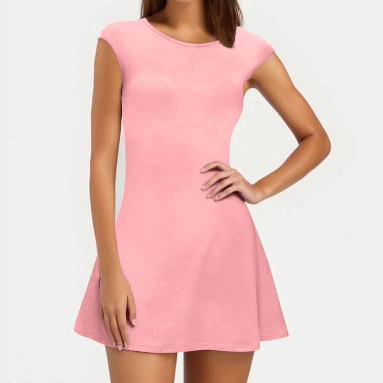 pink skater dress with cap sleeves Pink Sparkly Jewel "blossom" Cap Sleeve Skater Dress With Black Mystique Waistband Spandex Super Hero Girl Power 90's Cartoon