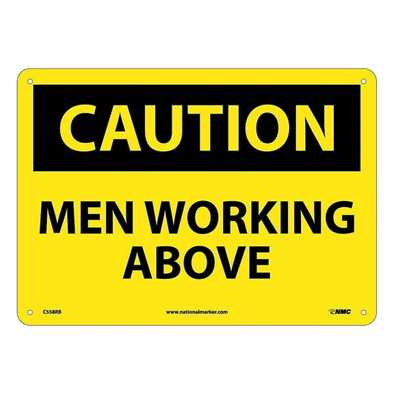 National Marker Men Working Above 10X14 Rigid Plastic Caution Sign C558RB