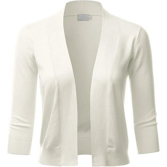 TheLovely Women's 3/4 Sleeve Solid Open Front Cropped Bolero Shurug Light Cardigan
