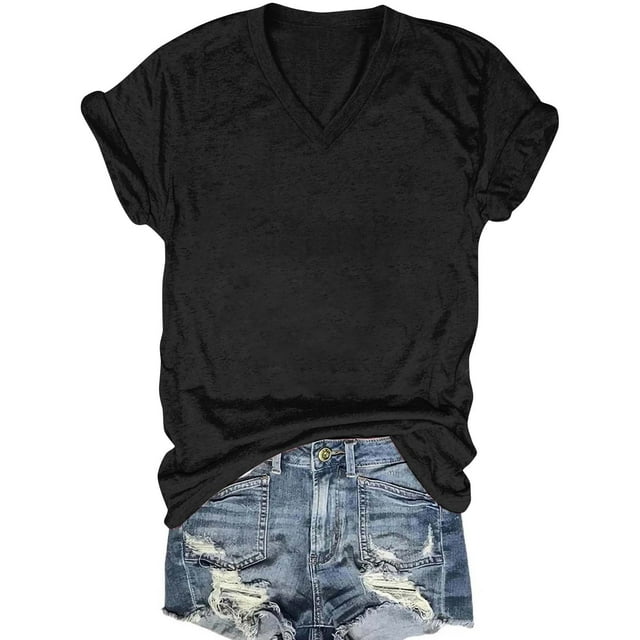 Hauts pour Femmes Zeophrasy Bas Uni Col en V Doublure Manches Courtes Transparent Moins de 5