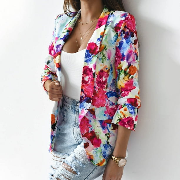 Puntoco Mujer Primavera y Otoño Solapa Estampado Temperamento Slim Fit Pequeño Blazer Rollbacks Puntoco Puntoco-4568
