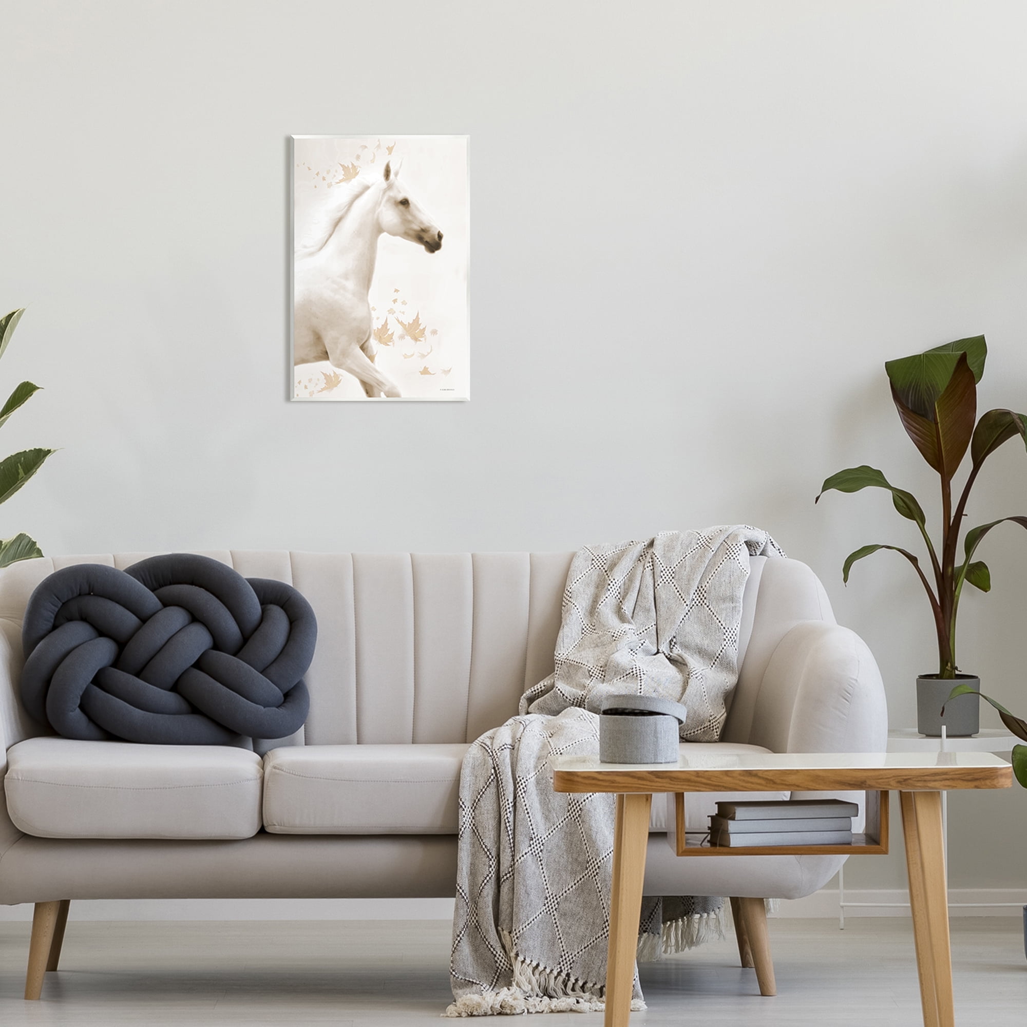 Stupell Industries Modern Horse & Leaves Animals & Insects Painting Unframed Art Print Wall Art, 13 x 19